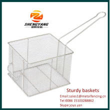 New fashion stainless steel fryer inserts sturdy KFC chips baskets rectangular sturdy baskets